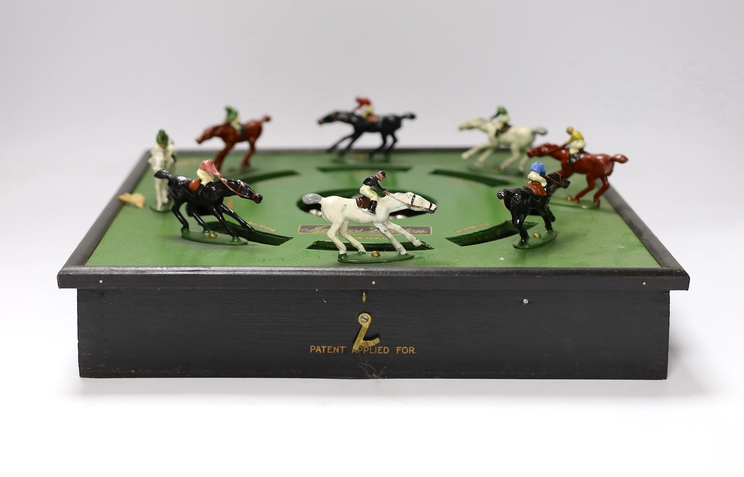 A boxed pre-war Jaques Electrical All Star Derby game, box 36cm x 35cm x 13cm